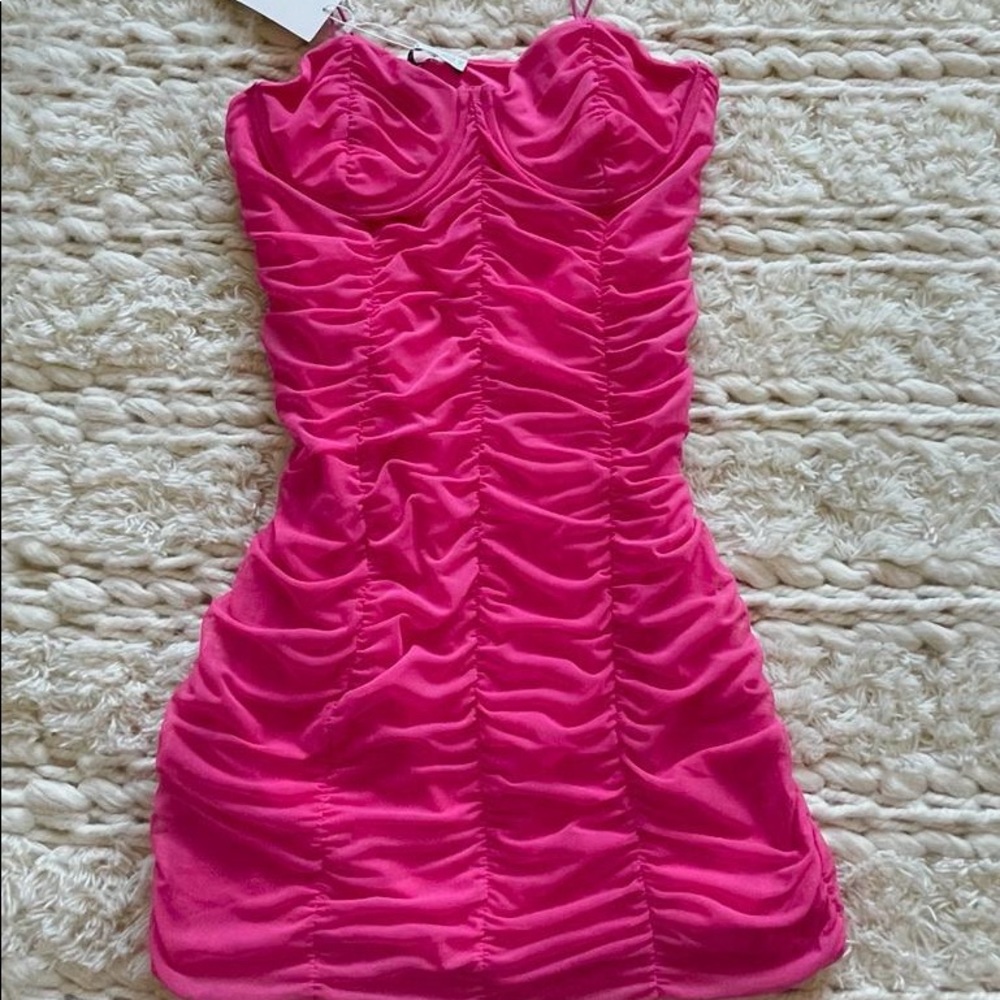 Zara hot pink ruffled tight dress